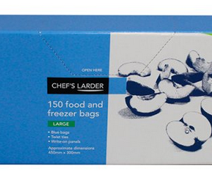 Chefs Larder 150 Large Blue Food & Freezer Bags (Approx 450mm x 300mm)