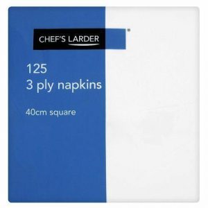 Chef's Larder 125 3 Ply WHITE Napkins 40cm Square