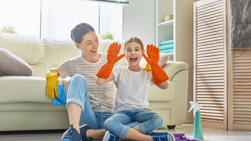 parent and child cleaning, cleaning tips