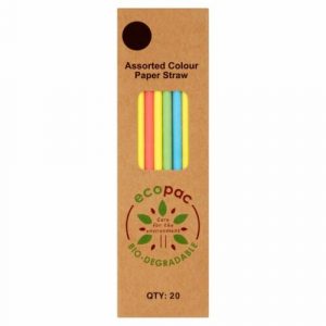 Ecopac Assorted Colour Paper Straws 300 x 210mm (15 x 20 Pack)
