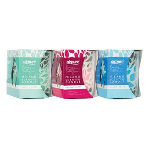 Airpure Milano Scented Candle Trio-Fresh Flowers,Forever Berry&Island Sunset100g