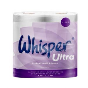 Whisper Ultra 3 Ply Toilet Rolls - Pack of 40 (4 Rolls x 10)